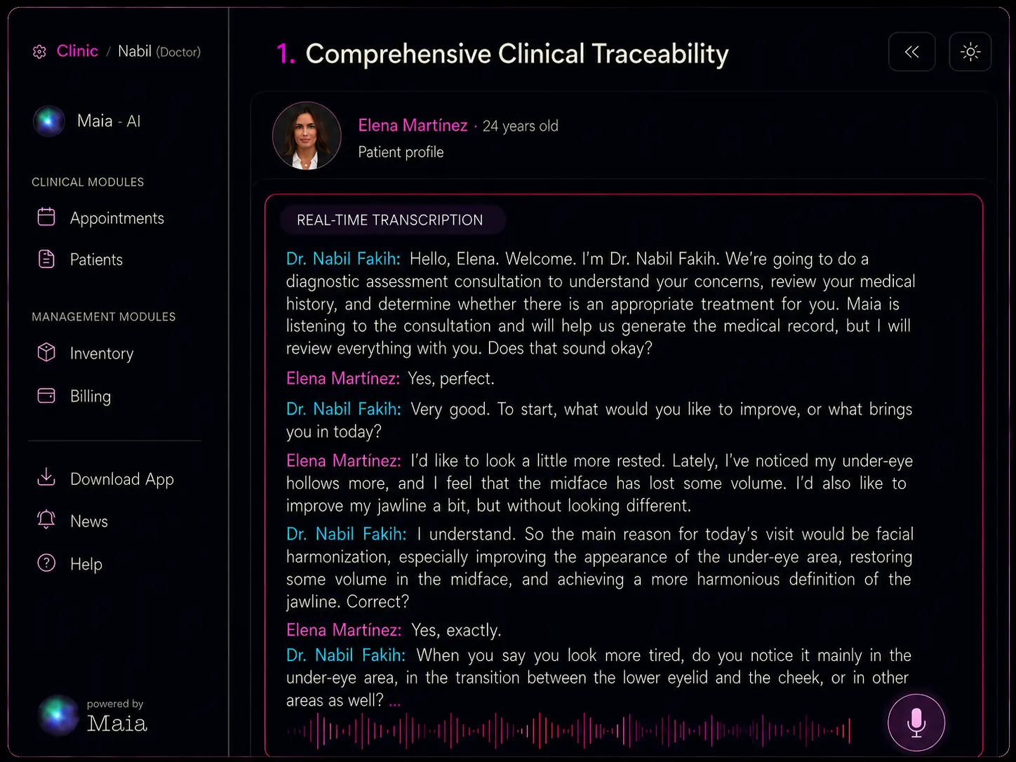 Trazabilidad clínica integral: transcripción en tiempo real de la consulta